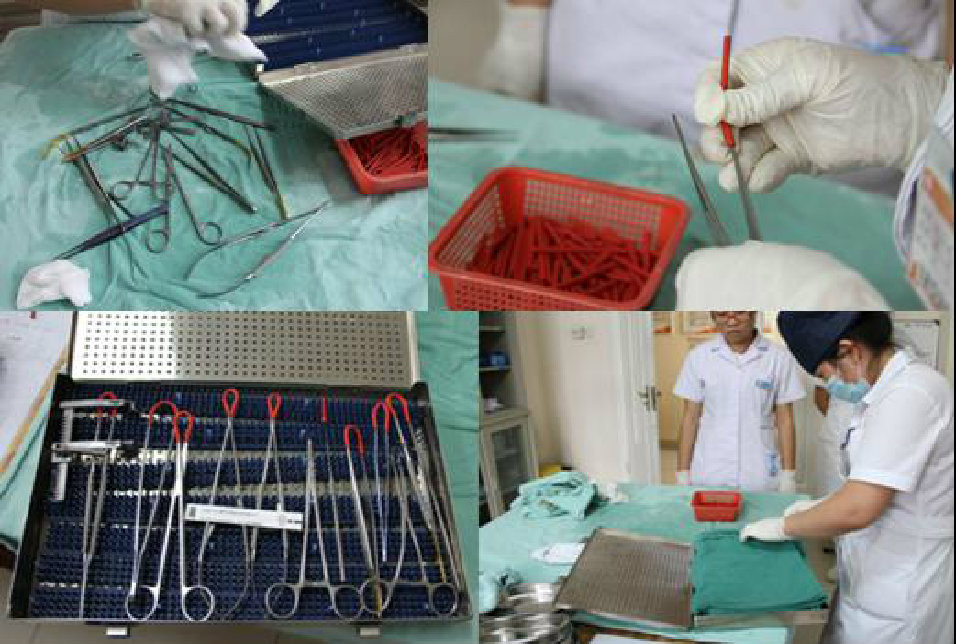 待烘干后，我们要把这些手术器械进行分类、装配、清点、确认、打包。